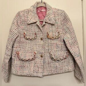 Chic Multicolor Tweed Jacket, Size M